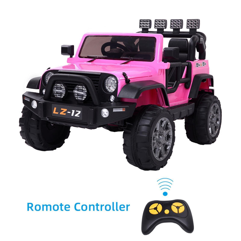 Premium Pink Kids Ride On Car with Seat Belt, Music, Lights, and Parental Remote Control