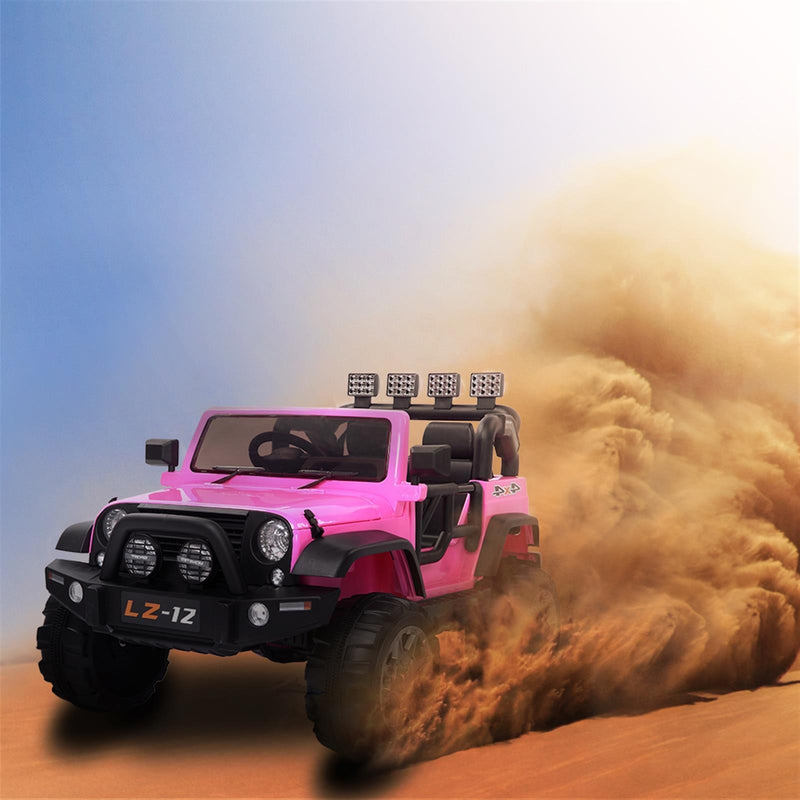 Premium Pink Kids Ride On Car with Seat Belt, Music, Lights, and Parental Remote Control