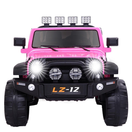 Premium Pink Kids Ride On Car with Seat Belt, Music, Lights, and Parental Remote Control