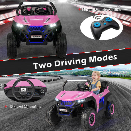 Premium Pink Ride-On Truck with Safety Belts and Lockable Doors - Supports up to 130 LBS