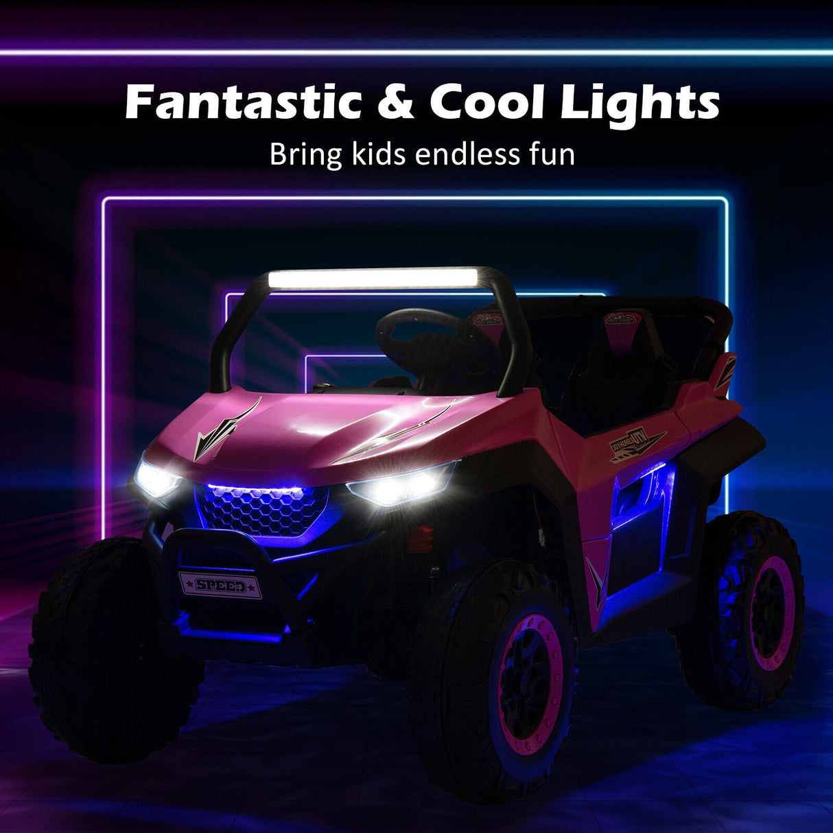 Premium Pink Ride-On Truck with Safety Belts and Lockable Doors - Supports up to 130 LBS