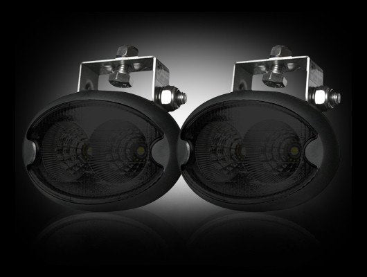 1100 Lumen Driving Light Kit 10W 6500K LEDs Black Chrome Oval Housing Clear