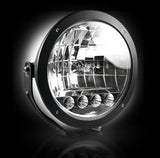6" Round 6,250K HID Driving Light Four 6,250K LED Daytime Running Lights Chrome Internal Housing