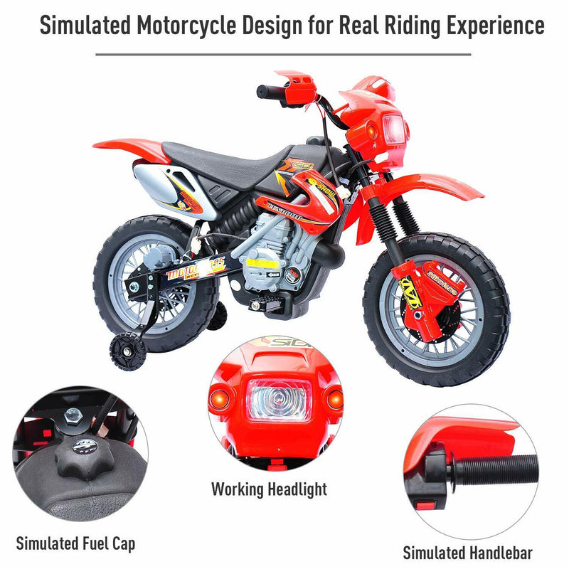Qaba 6V Kids Electric Ride-On Motorcycle Dirt Bike with Trailer Toy