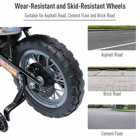 Qaba 6V Kids Electric Ride-On Motorcycle Dirt Bike with Trailer Toy