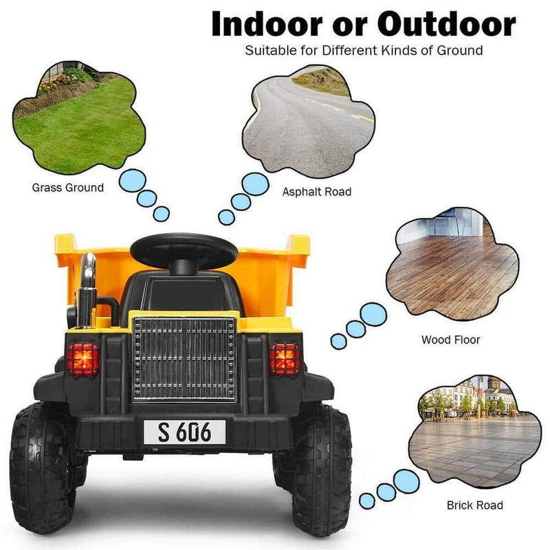 RC Construction Tractor with Electric 12-Volt Battery for Kids Ride-On Fun