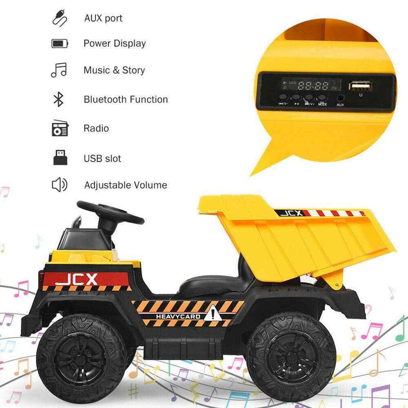 RC Construction Tractor with Electric 12-Volt Battery for Kids Ride-On Fun