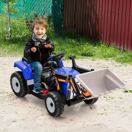 RC Electric Excavator Ride-On Toy Tractor for Kids with 2.4GHz Remote Control - 12V