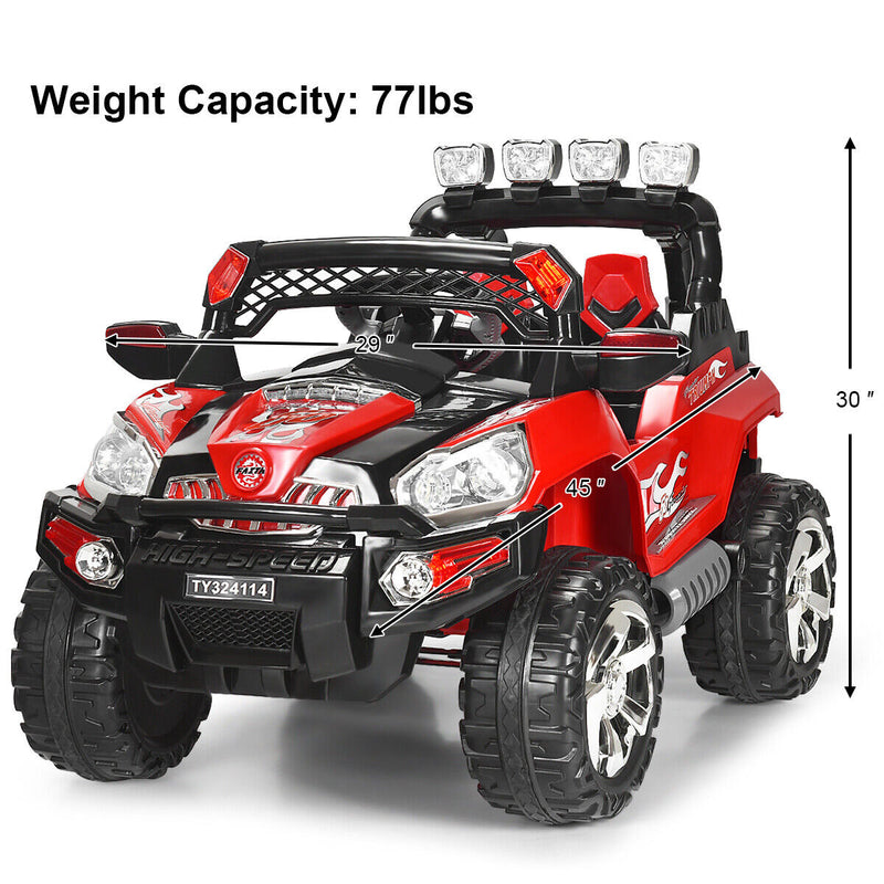 RC Ride-On Truck with LED Lights, MP3 Player, and Remote Control - Perfect Christmas Gift for Kids