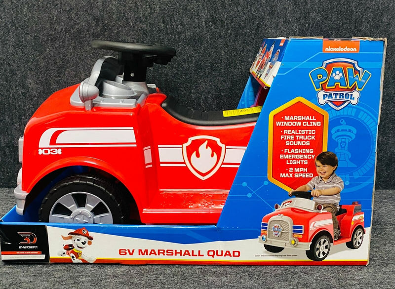 Realistic Firetruck Sounds 6 Volt Marshall Quad Ride On for Kids by Dynacra