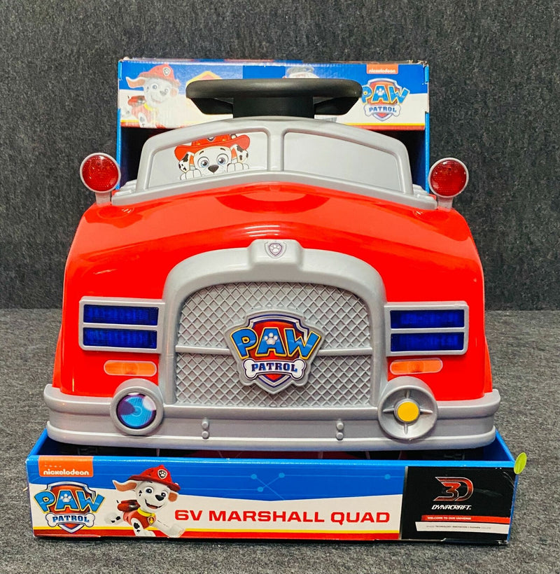 Realistic Firetruck Sounds 6 Volt Marshall Quad Ride On for Kids by Dynacra
