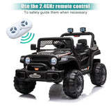 Rechargeable Electric Car Toy with Adjustable Seat Belt and 3 Speeds - Black