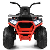 Red 12V Electric ATV Quad for Kids with 2 Speeds, MP3 Player, and LED Lights