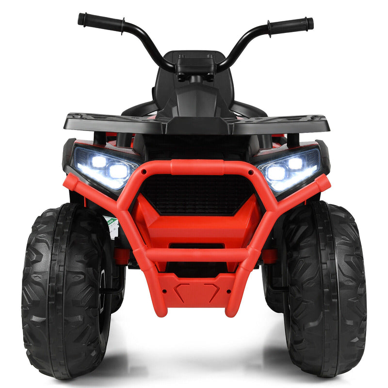 Red 12V Electric ATV Quad for Kids with 2 Speeds, MP3 Player, and LED Lights