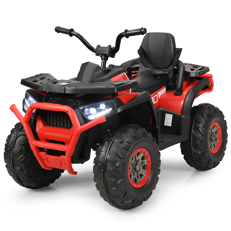 Red 12V Electric Kids ATV 4-Wheeler Quad with LED Light