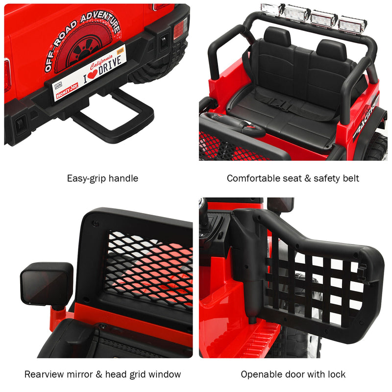 Red 12V Electric Kids Ride On Car Truck with MP3 Player, Horn, and Remote Control