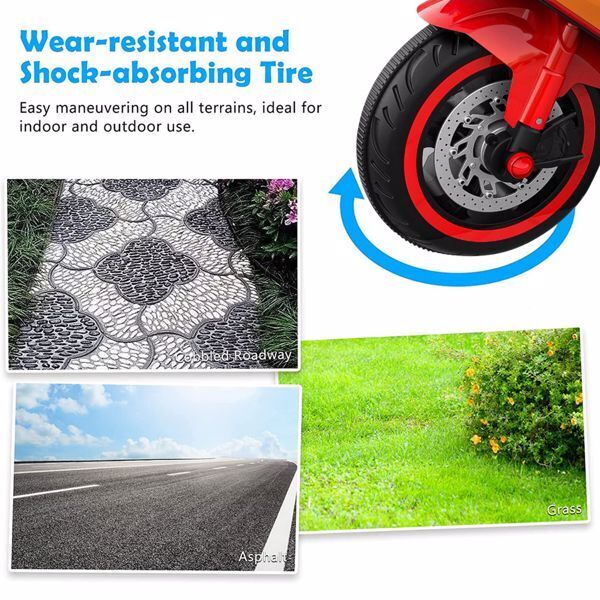 Red 12V Electric Motorbike for Kids with Training Wheels - Ride-On Motorcycle