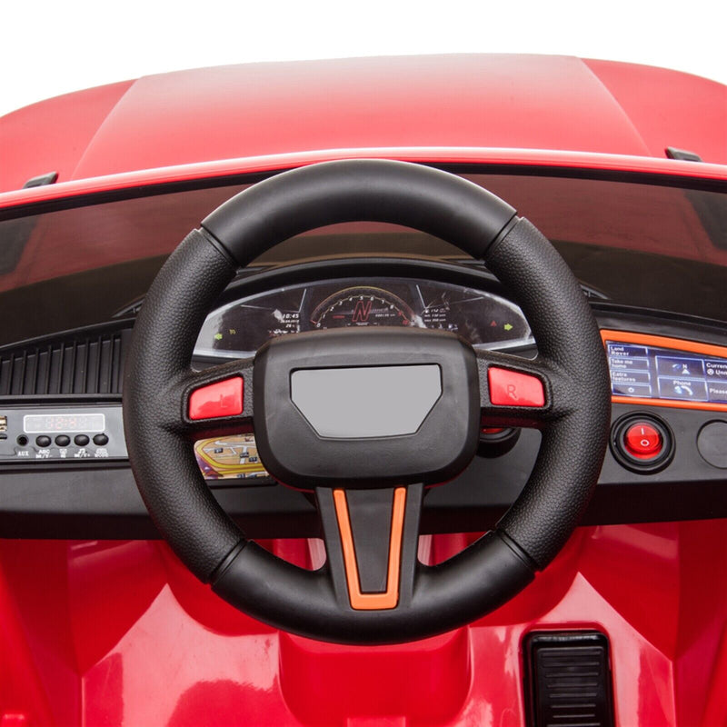 Red 12V Electric Ride On Car for Kids with Remote Control and LED Lights - 3 Speed Options