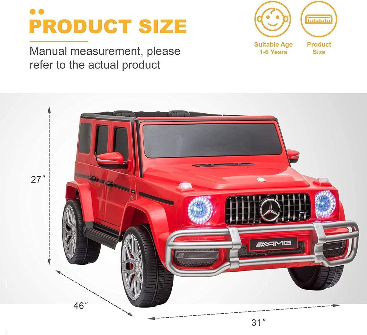 Red 12V Electric Ride On Car Truck with Remote Control, Music, and LED Lights for Safe and Fun Play