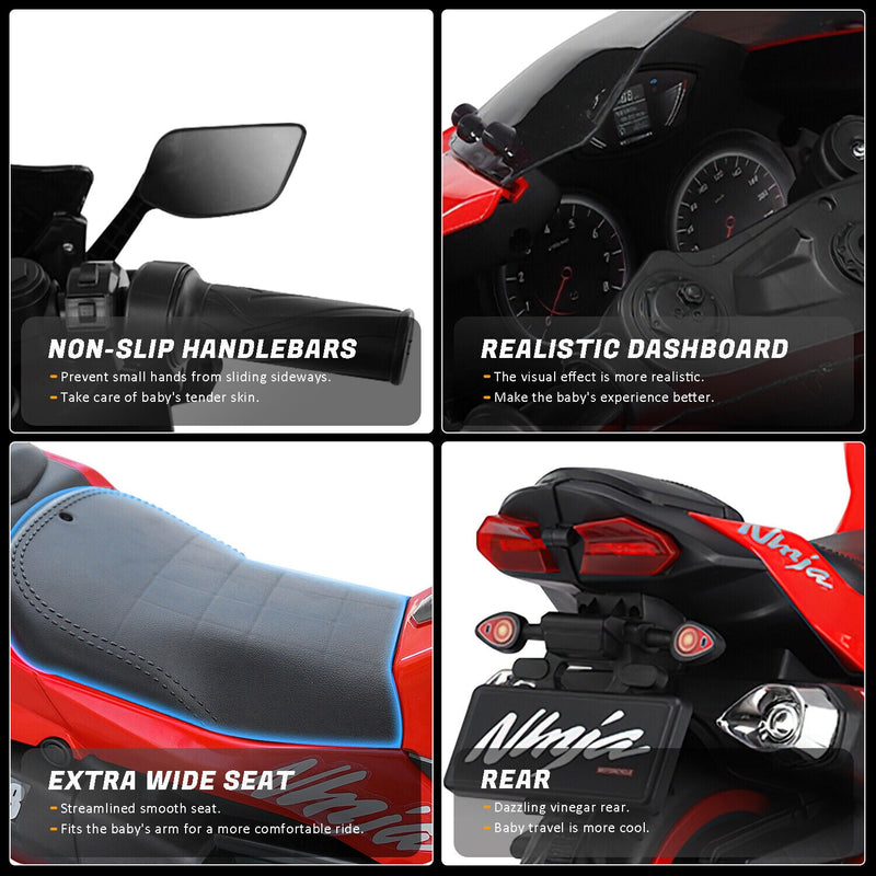 Red 12V Electric Ride-On Motorcycle for Kids