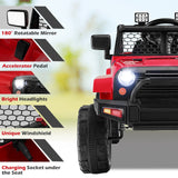 Red 12V Electric Ride-On Truck for Kids with Remote Control, Music, and Lights