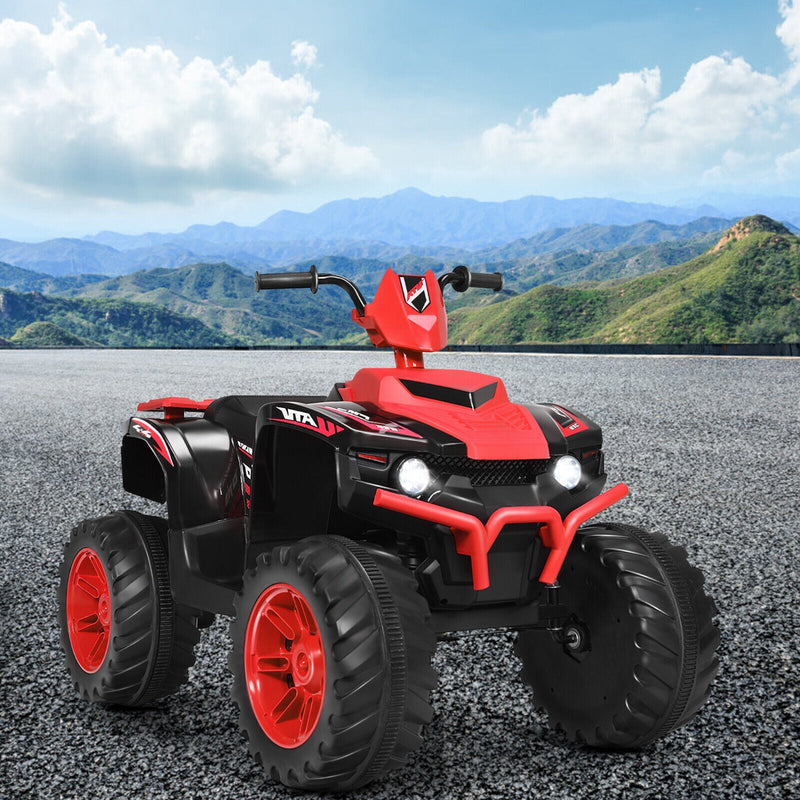 Red 12V Kids ATV Quad Ride On Car with LED Light and Music Toy