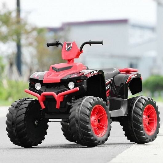 Red 12V Kids ATV with LED Lights and Treaded Tires
