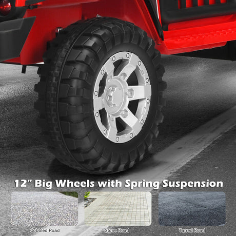 Red 12V Kids Ride On Truck with Remote Control & Lights - Electric Car for Endless Fun!