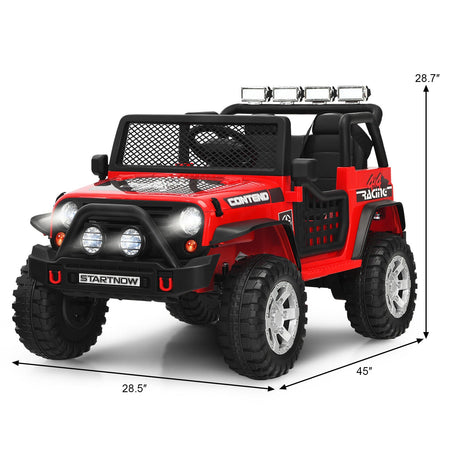 Red 12V Kids Ride On Truck with Remote Control and Lights