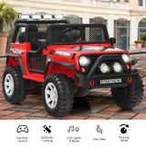 Red 12V Kids Ride On Truck with Remote Control, Lights, and Music