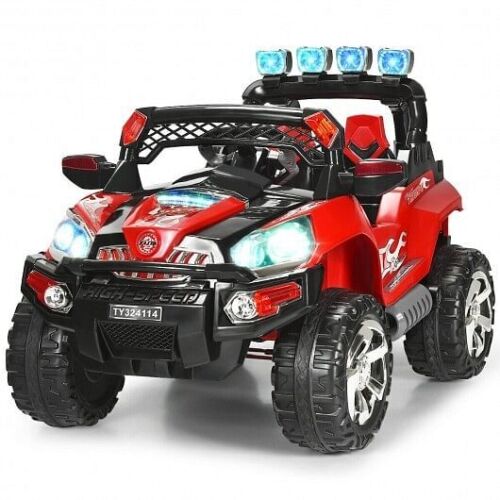 Red 12V SUV Ride-On Car for Kids with Remote Control and LED Lights
