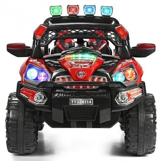 Red 12V SUV Ride-On Car for Kids with Remote Control and LED Lights