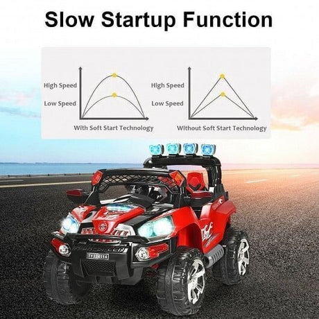 Red 12V SUV Ride-On Car for Kids with Remote Control and LED Lights