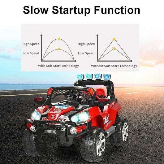 Red 12V SUV Ride-On Car for Kids with Remote Control and LED Lights