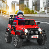 Red 2-Seater Ride-On Car Truck with Remote Control, LED Lights, and Storage Room - 12V