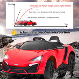 Red 2.4G RC Electric Ride-On Car for Kids with Light, Music, and Openable Doors