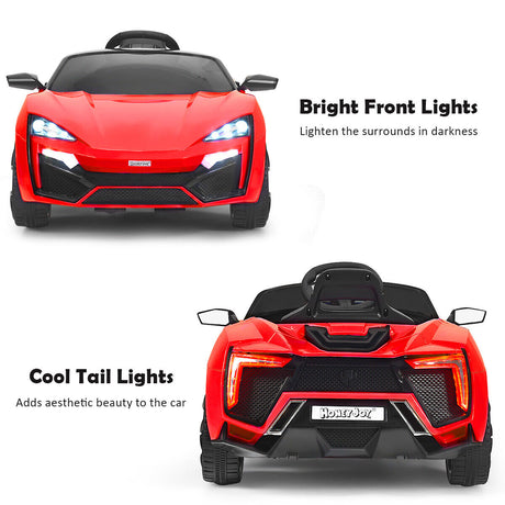 Red 2.4G RC Electric Ride-On Car for Kids with MP3, Lights, and Openable Doors