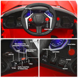 Red 2.4G RC Electric Ride-On Car for Kids with MP3, Lights, and Openable Doors