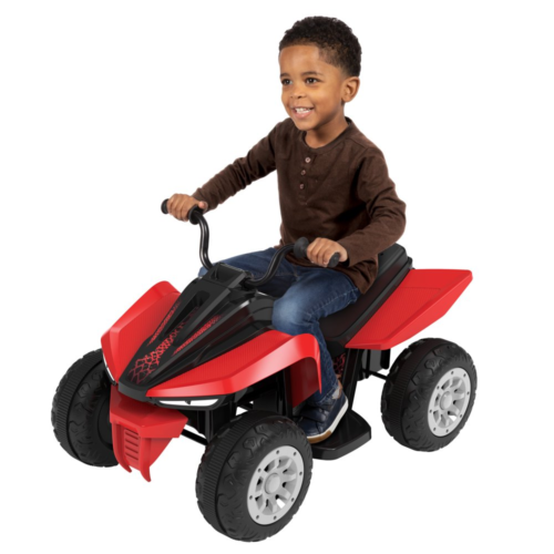 Red 6V Battery-Powered Kids ATV Racer for All-Terrain Adventures