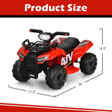 Red 6V Quad Ride-On Car for Kids with Music, Horn, and LED Lights