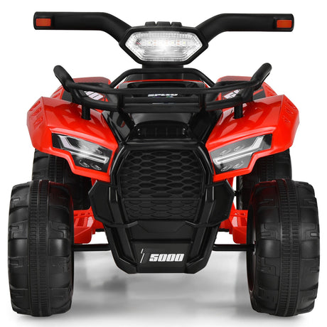 Red 6V Quad Ride-On Car for Kids with Music, Horn, and LED Lights