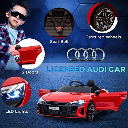 Red Audi 12V Ride On Car with Remote Control for Boys Ages 3-5