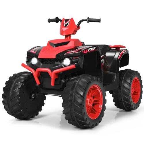 Red Electric Kids Ride On ATV with Music and LED Lights - 12V 4-Wheeler Quad