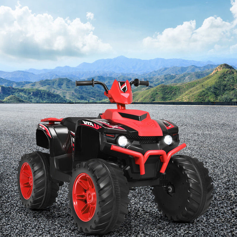 Red Electric Kids Ride On ATV with Music and LED Lights - 12V 4-Wheeler Quad