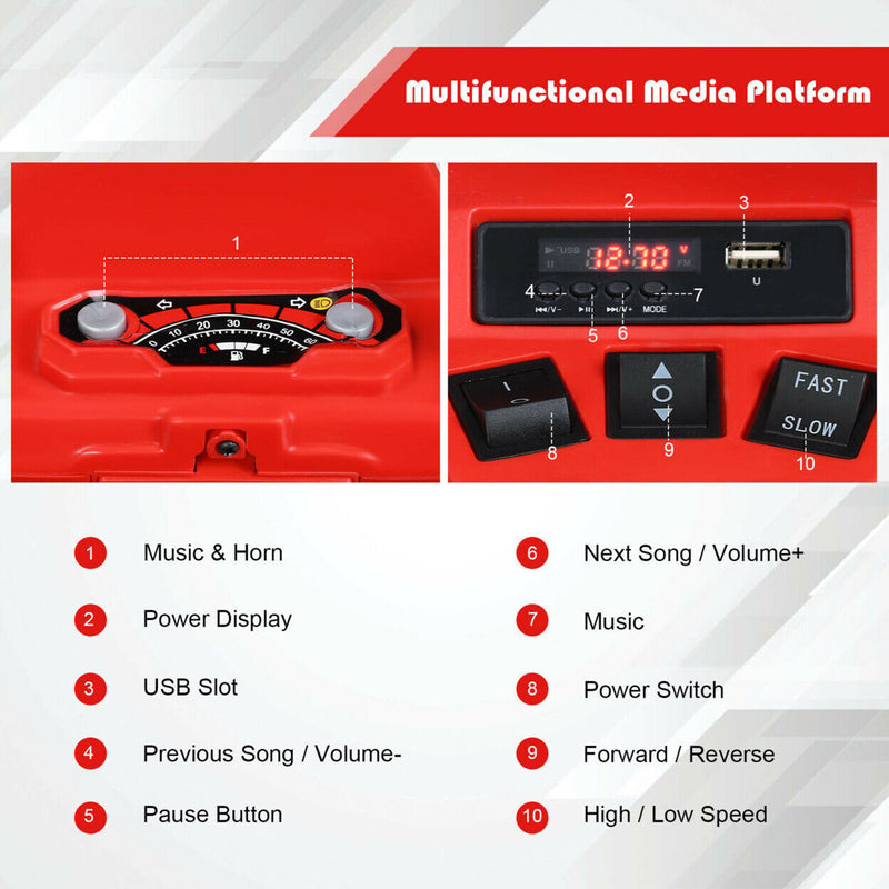 Red Electric Kids Ride On ATV with Music and LED Lights - 12V 4-Wheeler Quad