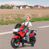 Red Electric Motor Bike for Kids with Training Wheels and Lights - 12V Ride On Motorcycle