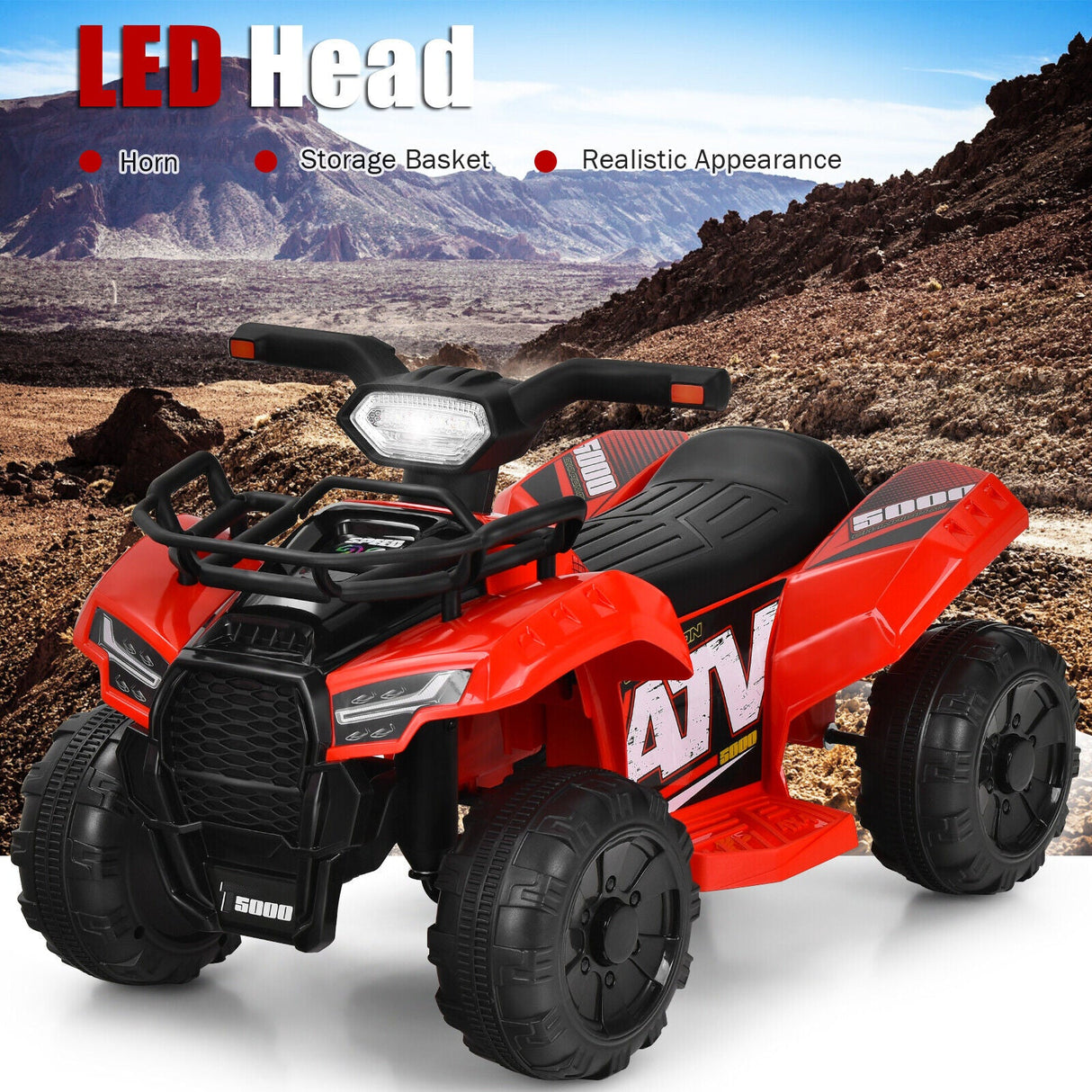 Red Electric Ride On Car for Kids with LED Lights and MP3 Player - Perfect for Toddlers!