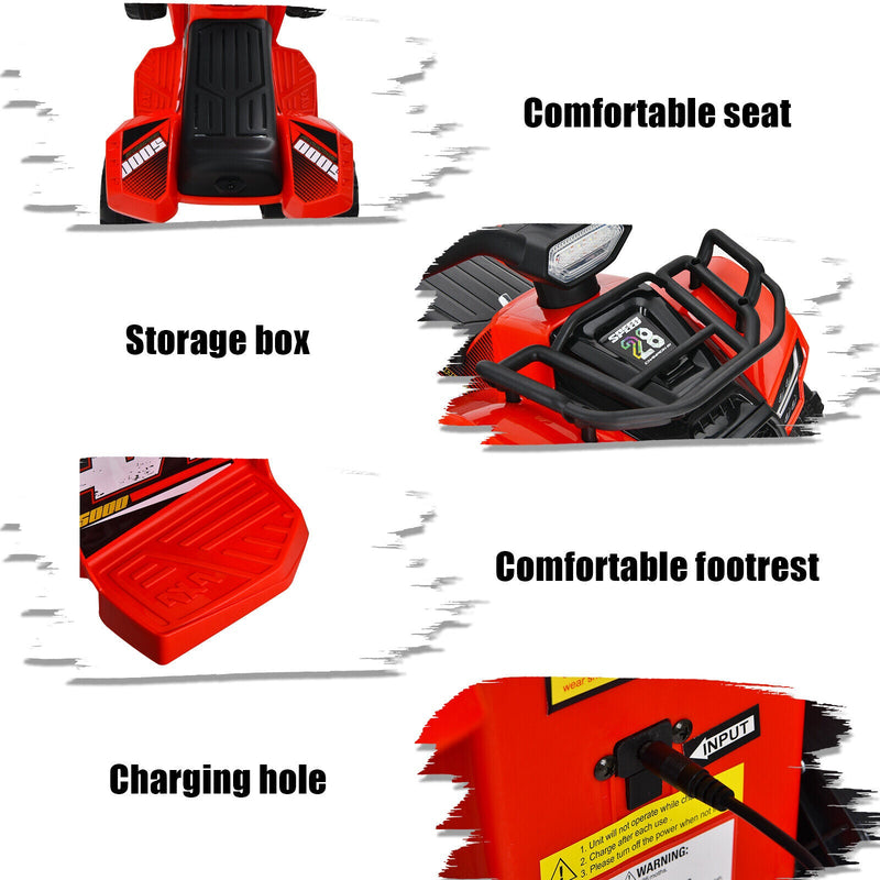 Red Electric Ride On Car for Kids with LED Lights and MP3 Player - Perfect for Toddlers!