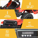 Red Electric Ride-On Car with Remote Control for Kids - 12V, LED Lights, MP3 Player, 1 Seat