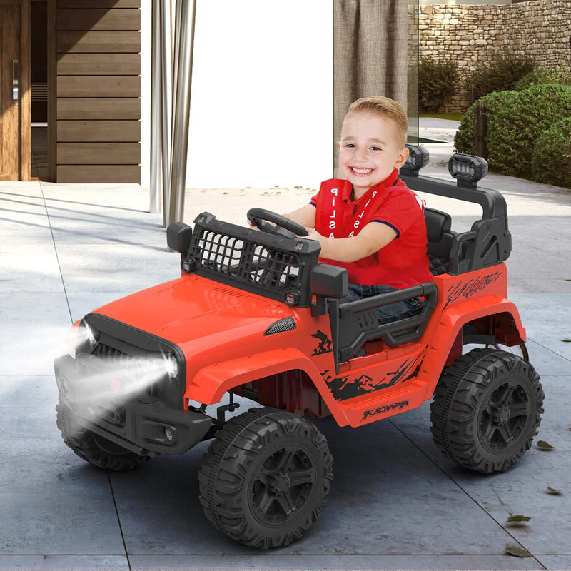 Red Jeep 12V Ride-On Truck for Kids Ages 3-8: Officially Licensed Toy Car for Endless Fun!